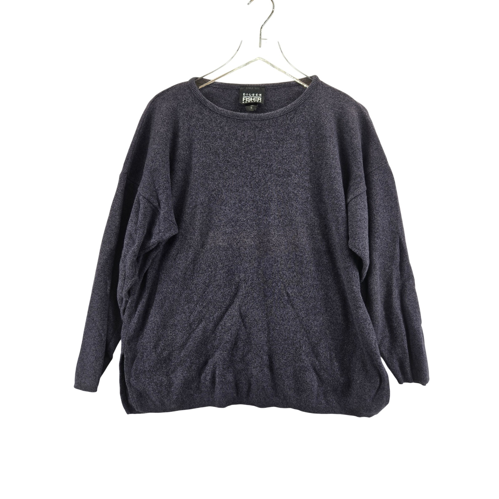 Eileen Fisher Womens Plum Purple 100% Cotton Oversized Crewneck Sweater Size 0
